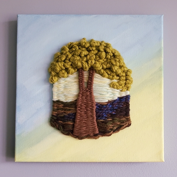 New handmade weaving wall art on a canvas - Picture 2 of 3